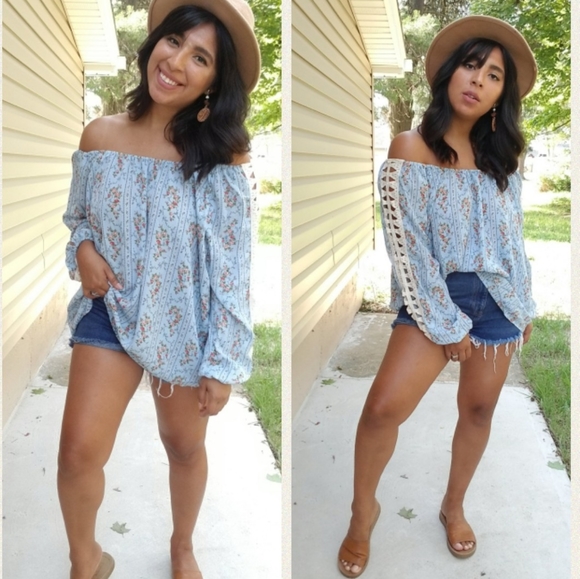 ROMEO JULIET BLUE TUNIC CROCHET TOP - Picture 7 of 12